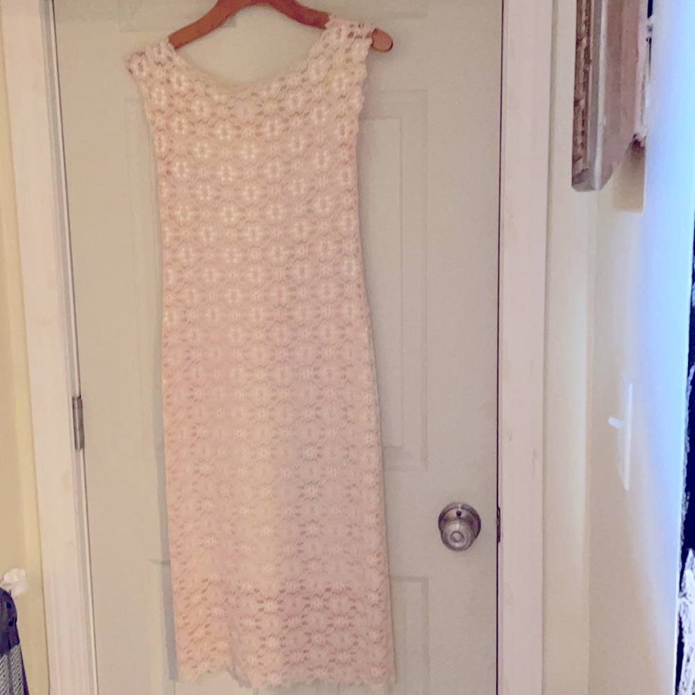 Bastion pink lace long dress with liner XS/S